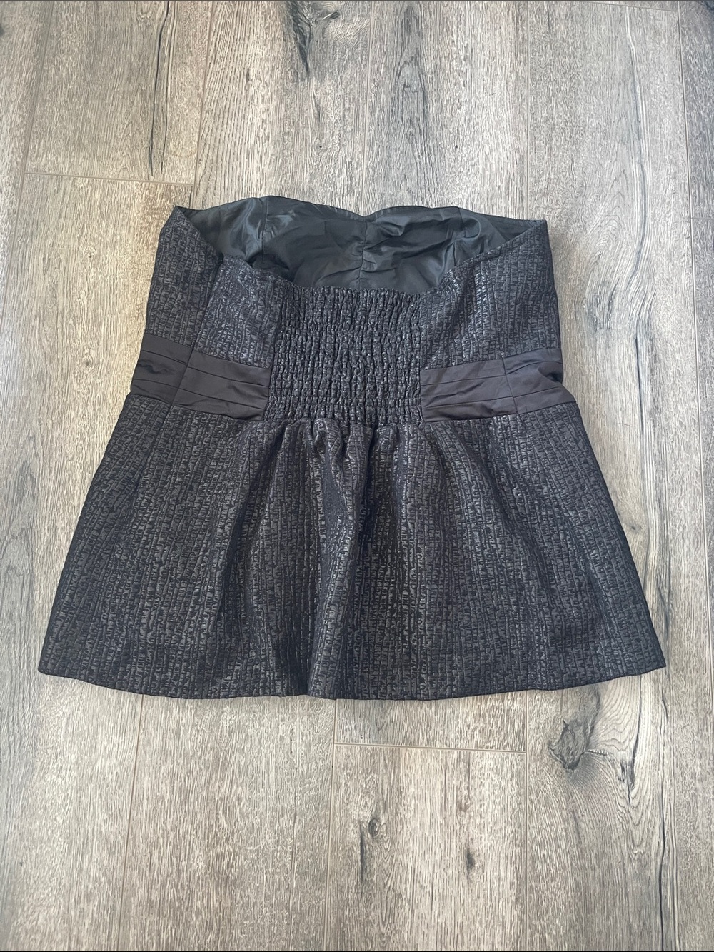 Lane Bryant Black Strapless Bow-Waist Textured Bustier Top - Picture 5 of 9